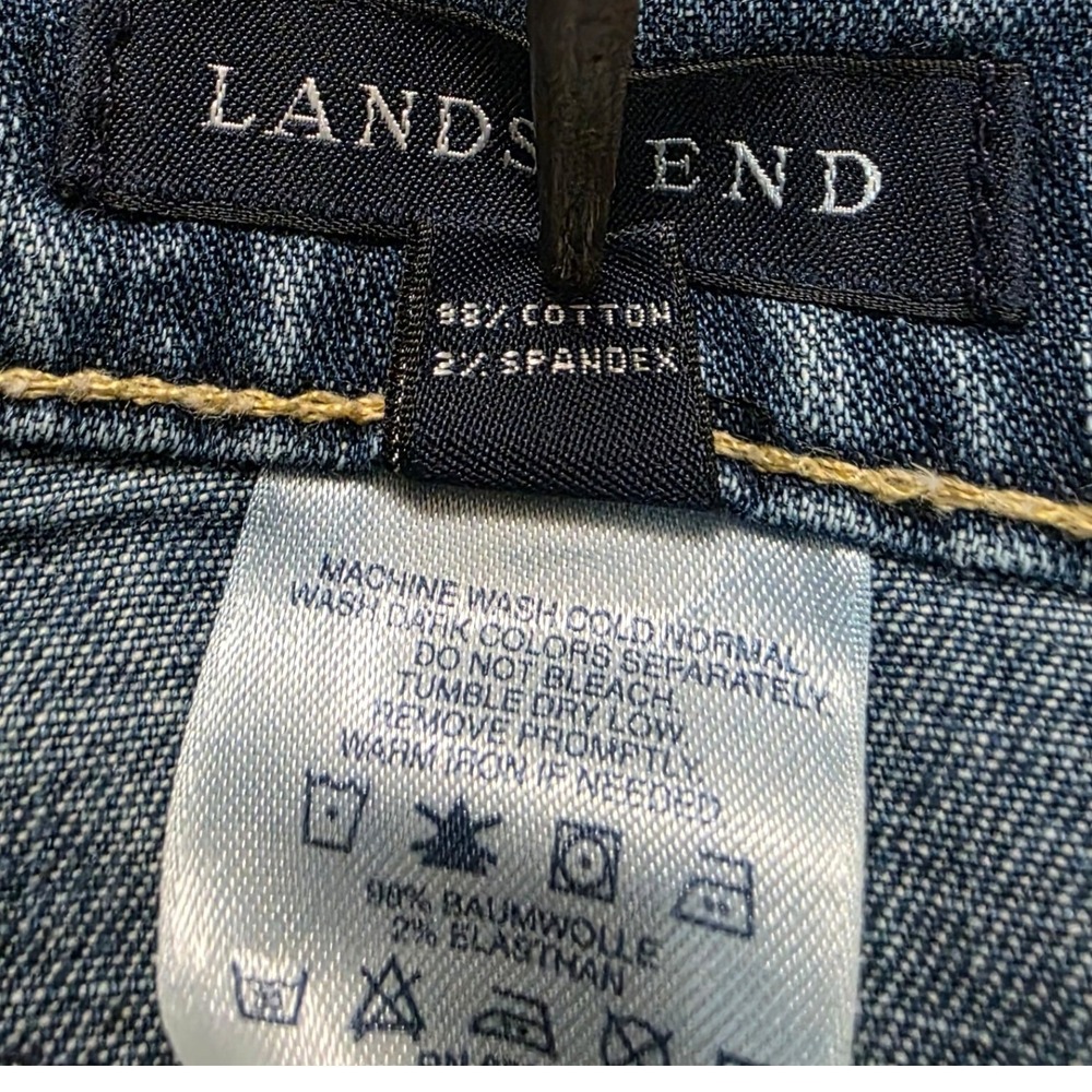 Lands End Straight Leg Jeans Womens 8 Blue Stretch‎ Mid Rise Med Wash, GUC - Picture 5 of 6